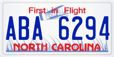 NC license plate ABA6294