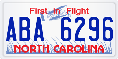 NC license plate ABA6296