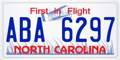 NC license plate ABA6297