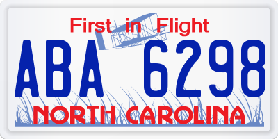 NC license plate ABA6298