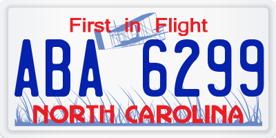 NC license plate ABA6299