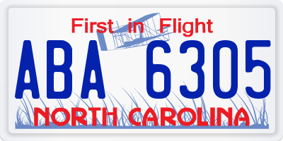 NC license plate ABA6305