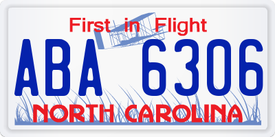 NC license plate ABA6306