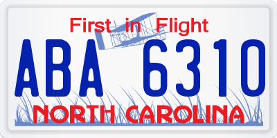 NC license plate ABA6310