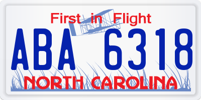 NC license plate ABA6318