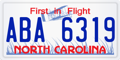 NC license plate ABA6319