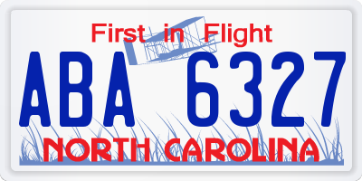 NC license plate ABA6327