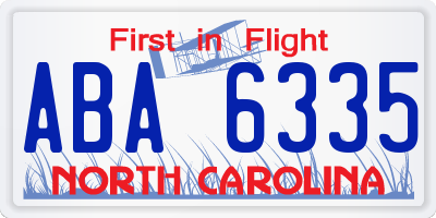 NC license plate ABA6335