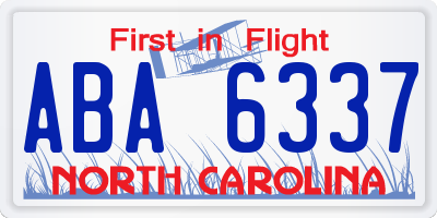 NC license plate ABA6337