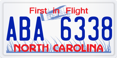 NC license plate ABA6338