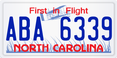 NC license plate ABA6339