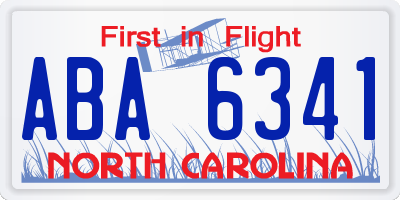 NC license plate ABA6341