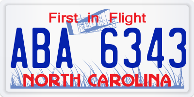 NC license plate ABA6343