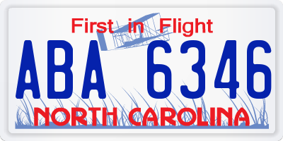 NC license plate ABA6346
