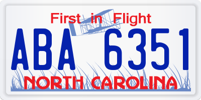 NC license plate ABA6351