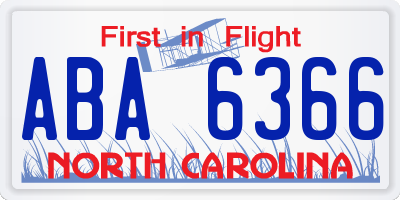 NC license plate ABA6366