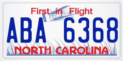 NC license plate ABA6368