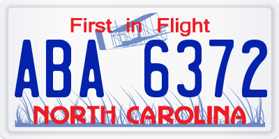 NC license plate ABA6372