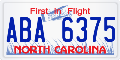 NC license plate ABA6375