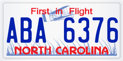 NC license plate ABA6376