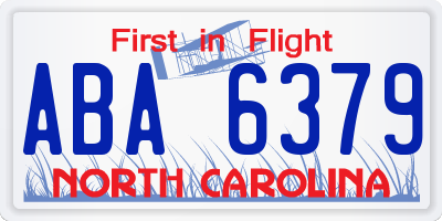 NC license plate ABA6379
