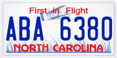 NC license plate ABA6380