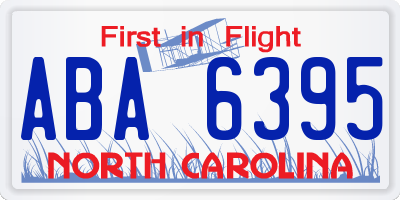 NC license plate ABA6395