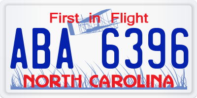 NC license plate ABA6396