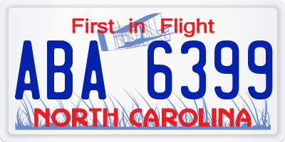 NC license plate ABA6399