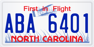 NC license plate ABA6401