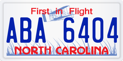 NC license plate ABA6404