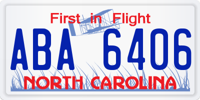 NC license plate ABA6406