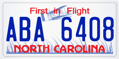 NC license plate ABA6408