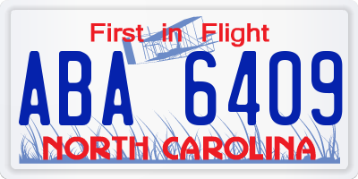 NC license plate ABA6409