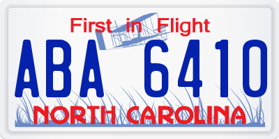 NC license plate ABA6410