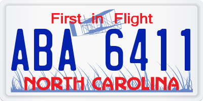 NC license plate ABA6411