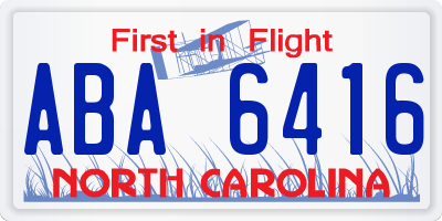 NC license plate ABA6416