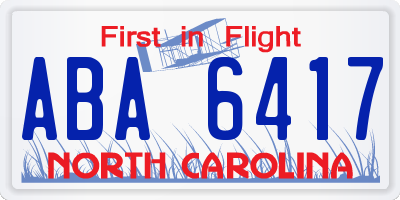 NC license plate ABA6417