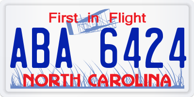 NC license plate ABA6424