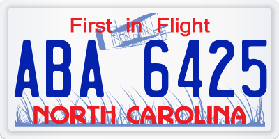 NC license plate ABA6425