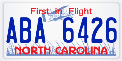 NC license plate ABA6426