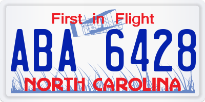 NC license plate ABA6428