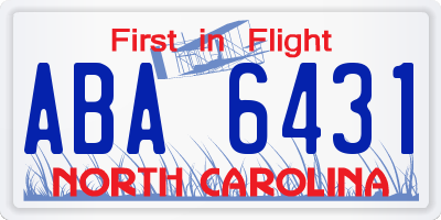 NC license plate ABA6431