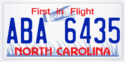 NC license plate ABA6435