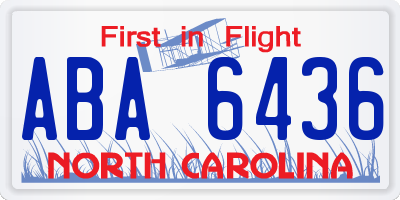 NC license plate ABA6436