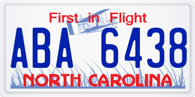 NC license plate ABA6438