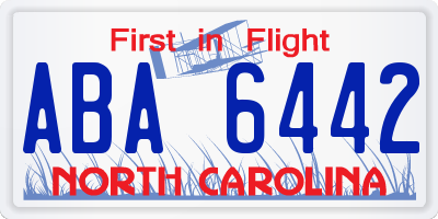 NC license plate ABA6442