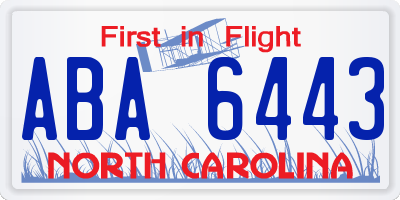 NC license plate ABA6443