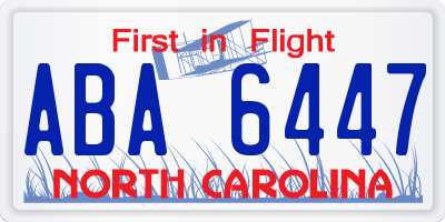 NC license plate ABA6447