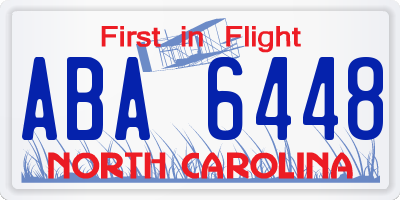 NC license plate ABA6448